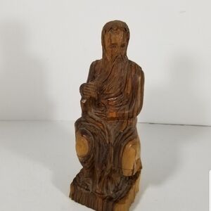 Hand Carved Wood Moses With Ten Commandments Carving 8.5 Inches Tall
